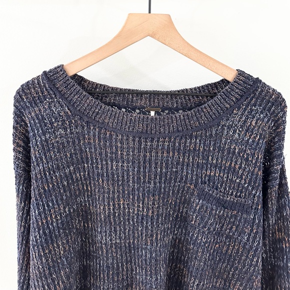 Free People Sweet Jane Crochet Back Sweater Navy Size Small - Picture 4 of 7
